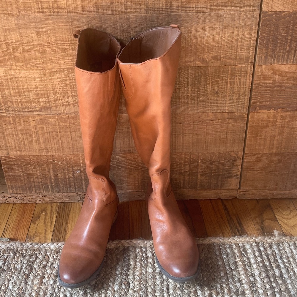 Sam Edelman Knee High Brown Leather Penny Boots